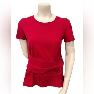 Maeve by Anthropologie Red Waist Tie Wrap Tee Top | Minimalist Chic | Medium